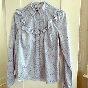 Blue polka dot and stripe button down